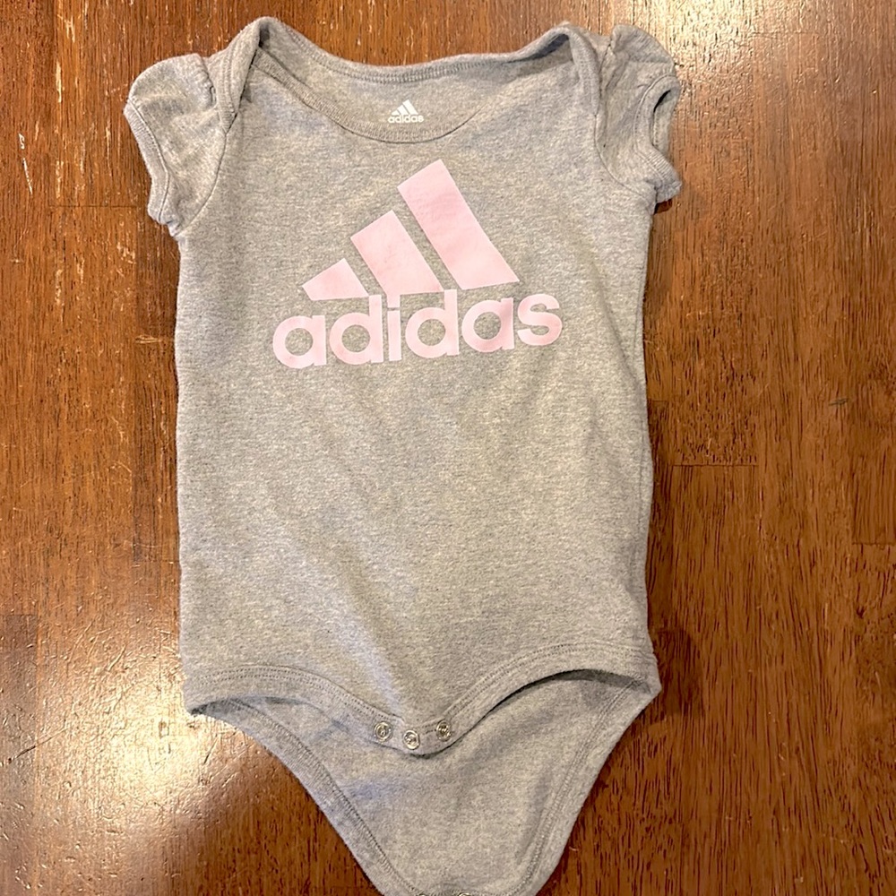 Adidas Baby Girl Onesie Pink and Gray Size 9M 9 Months